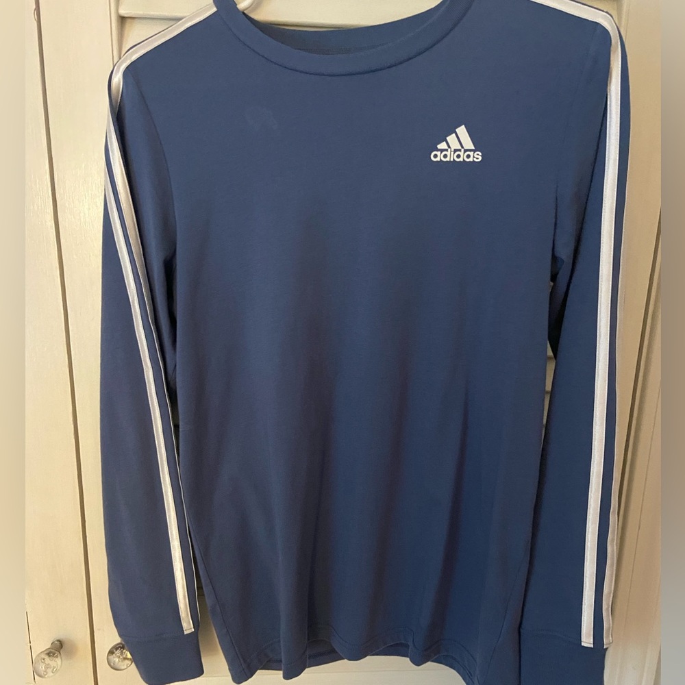 Adidas boys long sleeve blue jersey size large -worn once